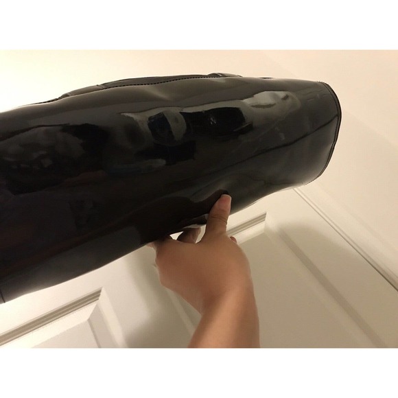 Tory Burch Tote Bag Black Patent Leather Nylon Large - Picture 11 of 16